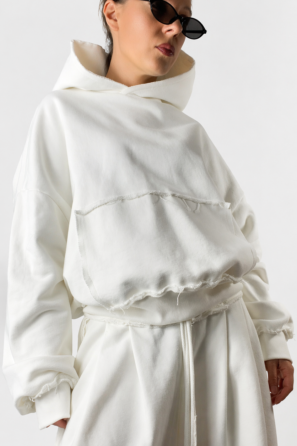Bluza a Kapturem Hoodie Boxy Złamana Biel (off-white)