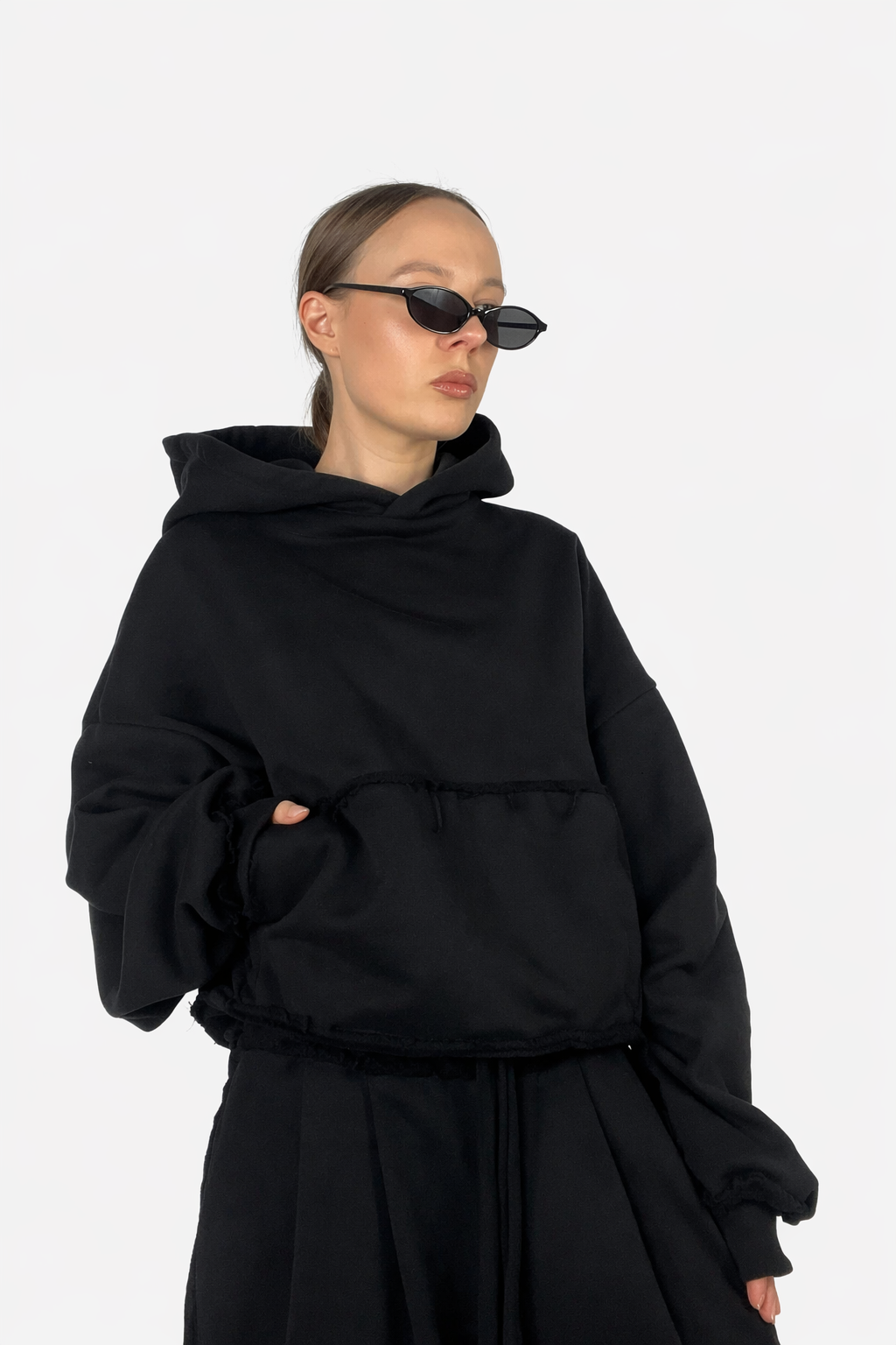 Bluza z Kapturem Hoodie Boxy Czarna