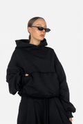 Bluza z Kapturem Hoodie Boxy Czarna