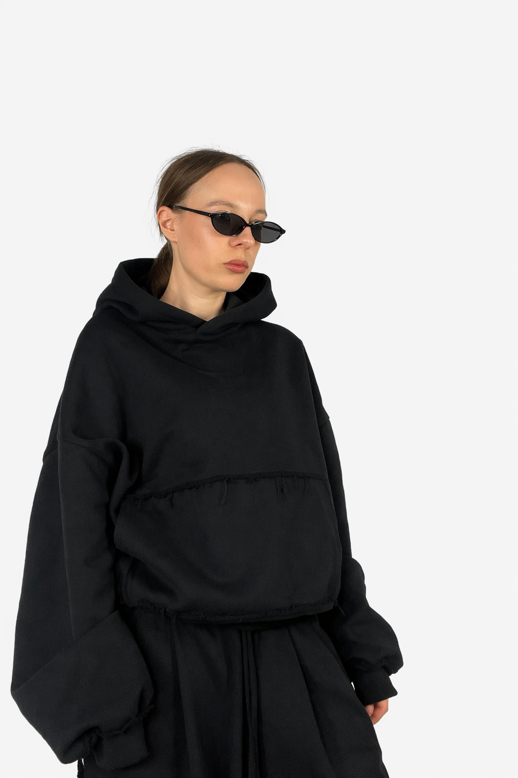 Bluza z Kapturem Hoodie Boxy Czarna