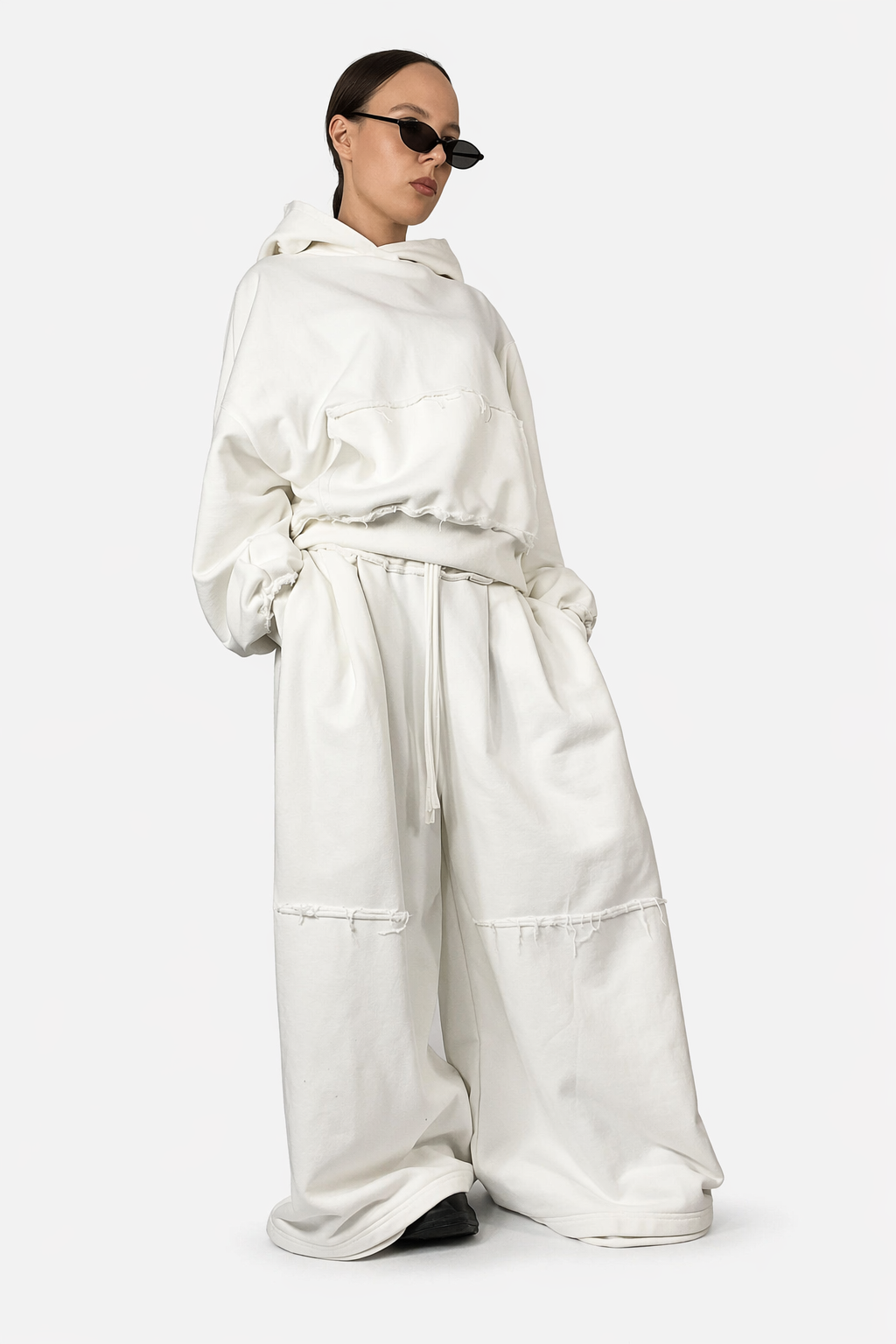 Bluza a Kapturem Hoodie Boxy Złamana Biel (off-white)