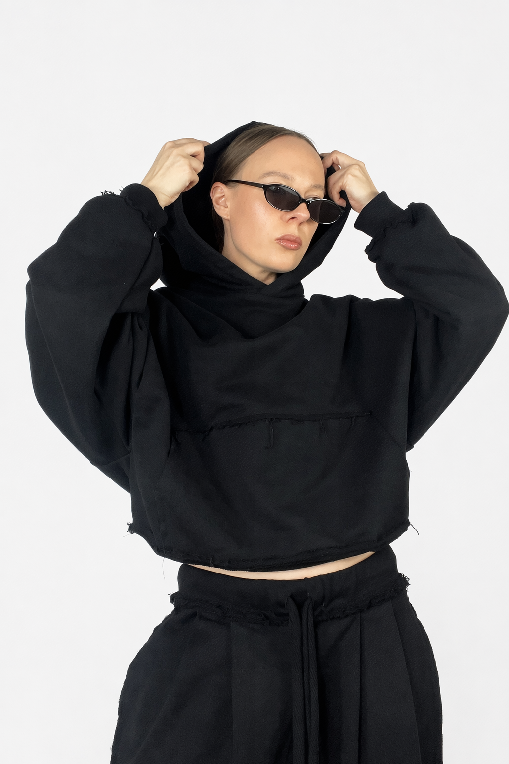 Bluza z Kapturem Hoodie Boxy Czarna