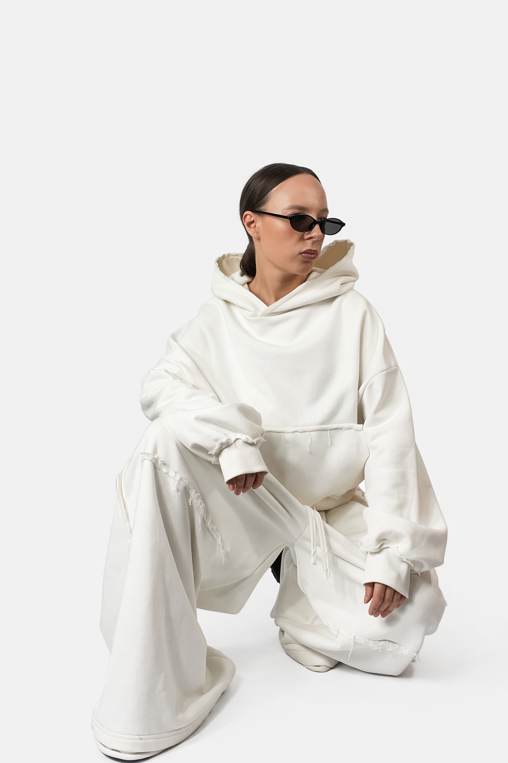 Bluza a Kapturem Hoodie Boxy Złamana Biel (off-white)