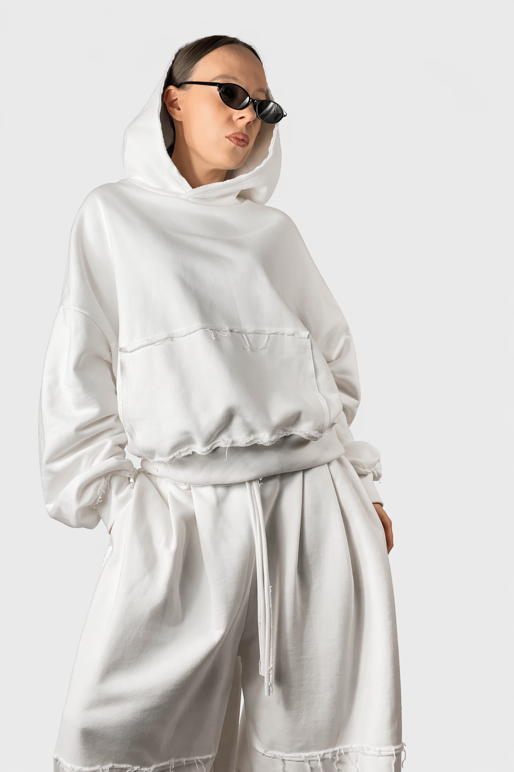 Bluza a Kapturem Hoodie Boxy Złamana Biel (off-white)