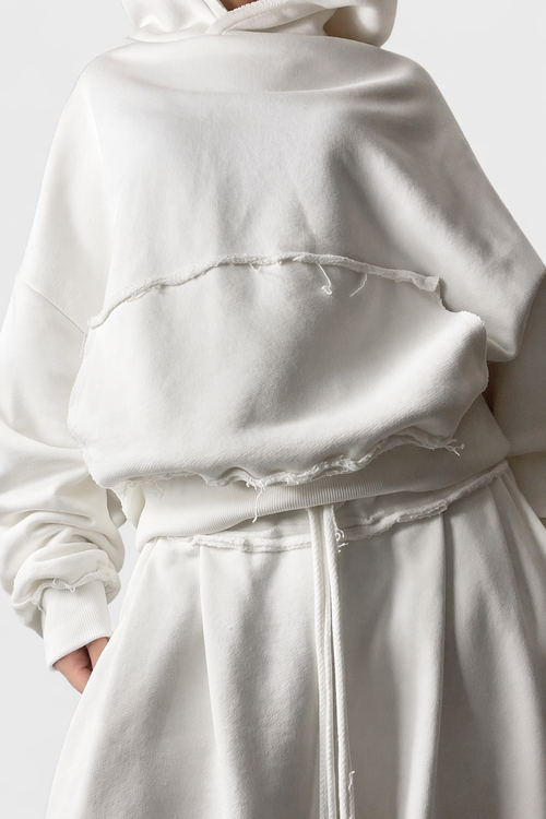 Bluza a Kapturem Hoodie Boxy Złamana Biel (off-white)